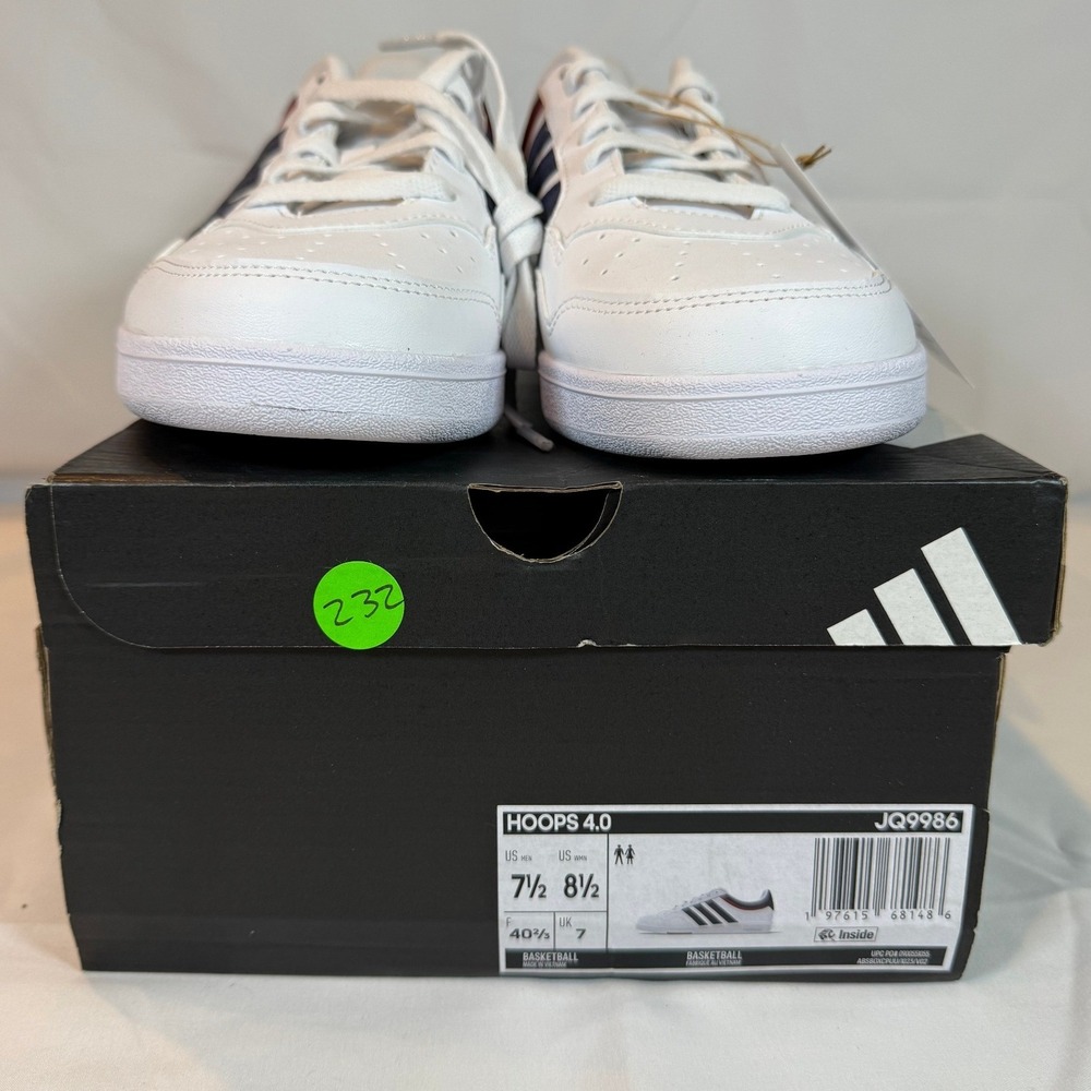 Adidas Hoops 4.0 Low Mens Basketball Shoes White Navy Blue Size 7.5 Mens